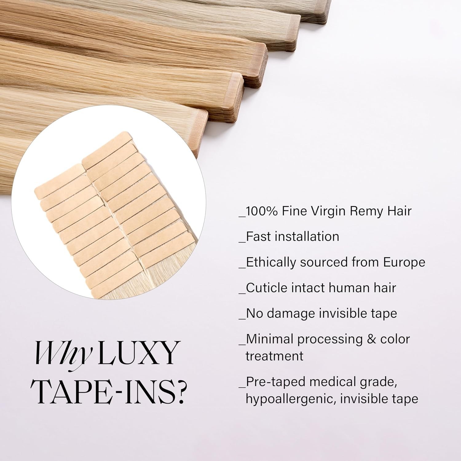 Luxy Tape-In Extensions – 30″ Buttercream Blonde – 100% Virgin Human Hair (50g)