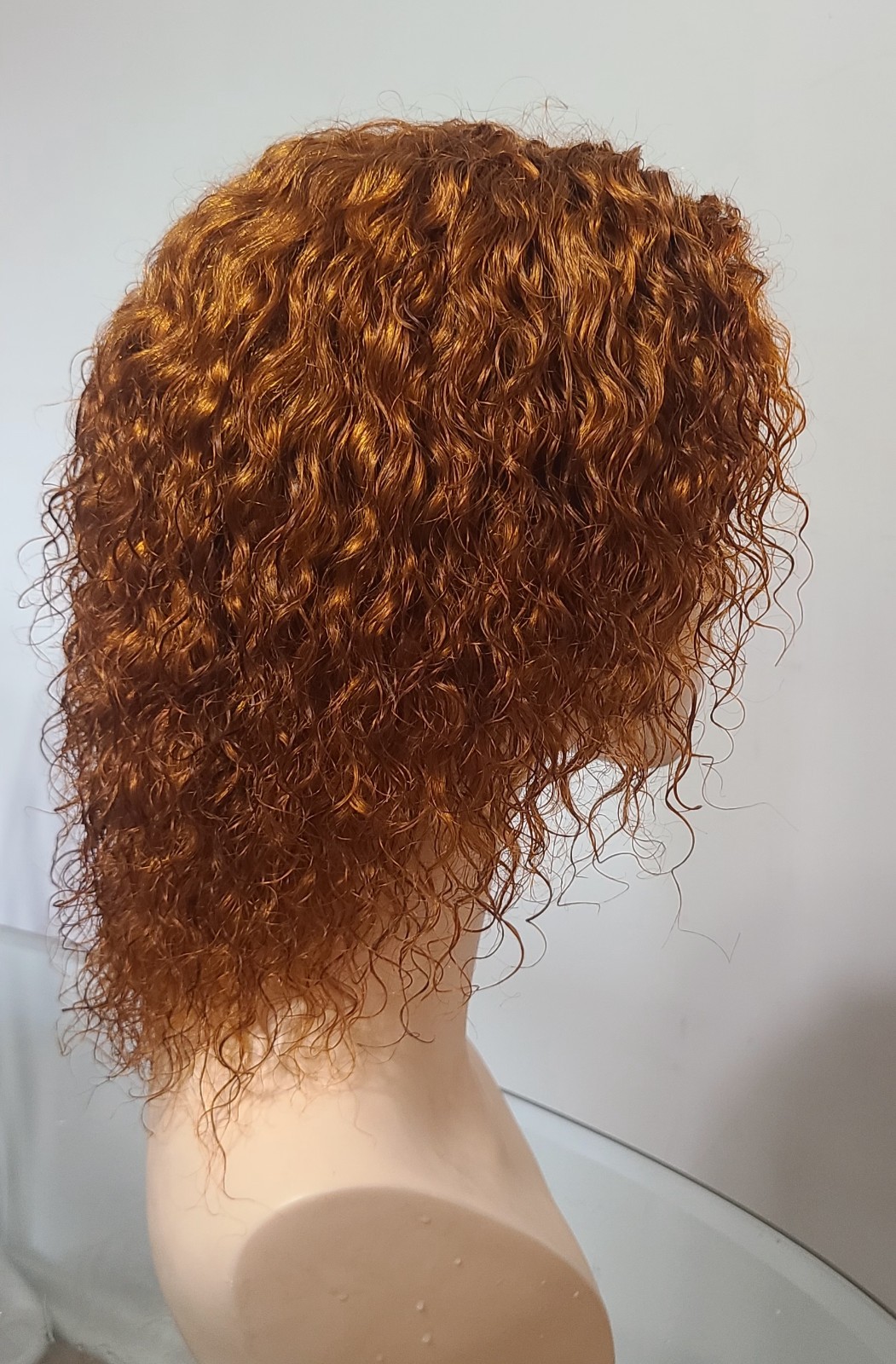 10″Water wave human hair wig,Ginger orange color,short crly wave lace front 13/1
