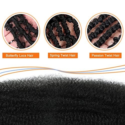 Springy Afro Twist Hair 3 Packs Kinky Twist Hair Black Color Pre 12 Inch 1B