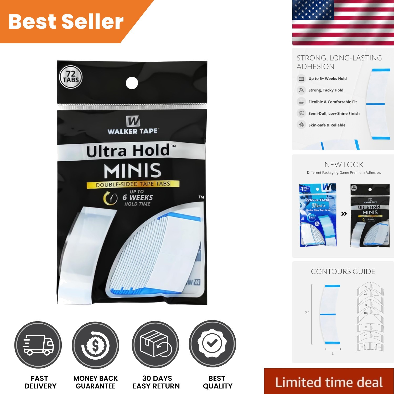 Compact Double-Sided Wig Tape Tabs – Heat & Water Resistant – 72 Mini Adhesives