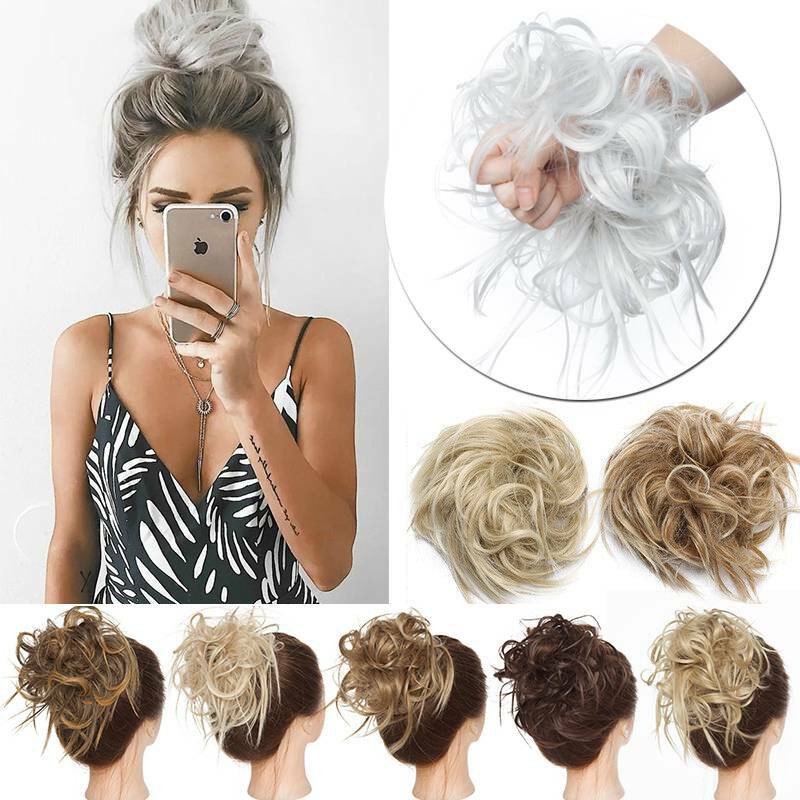 THICK Curly Bun Extension Scrunchie Hair Piece As Human Messy Chignon Soft 48g