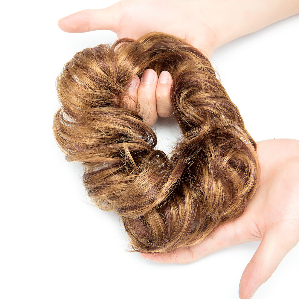 Hair Scrunchie Elastic Hair Bun Wavy Curly Messy Donut Tweezer Hair Extension