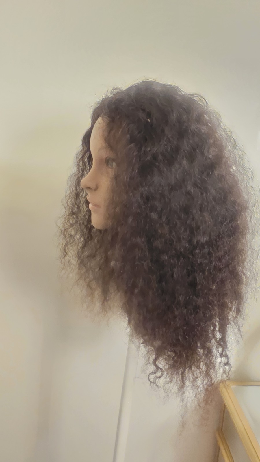 High Quality regular Top Black 20″ curly 100% Virgin Human Hair Lace Wig