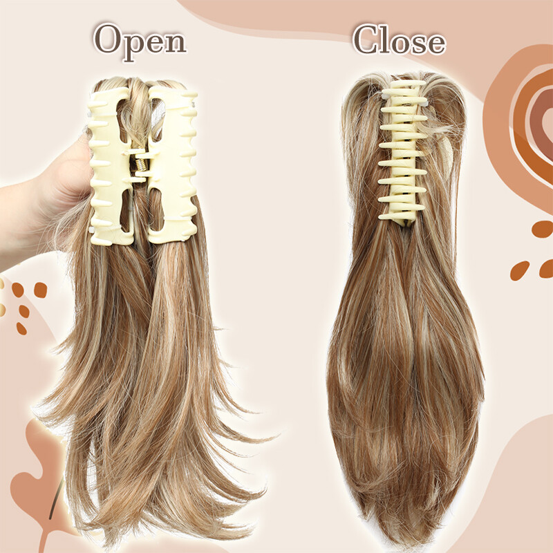 12″ Messy Bun Ponytail Claw Ponytail Clip in Hair Extension Synthetic Adjustable