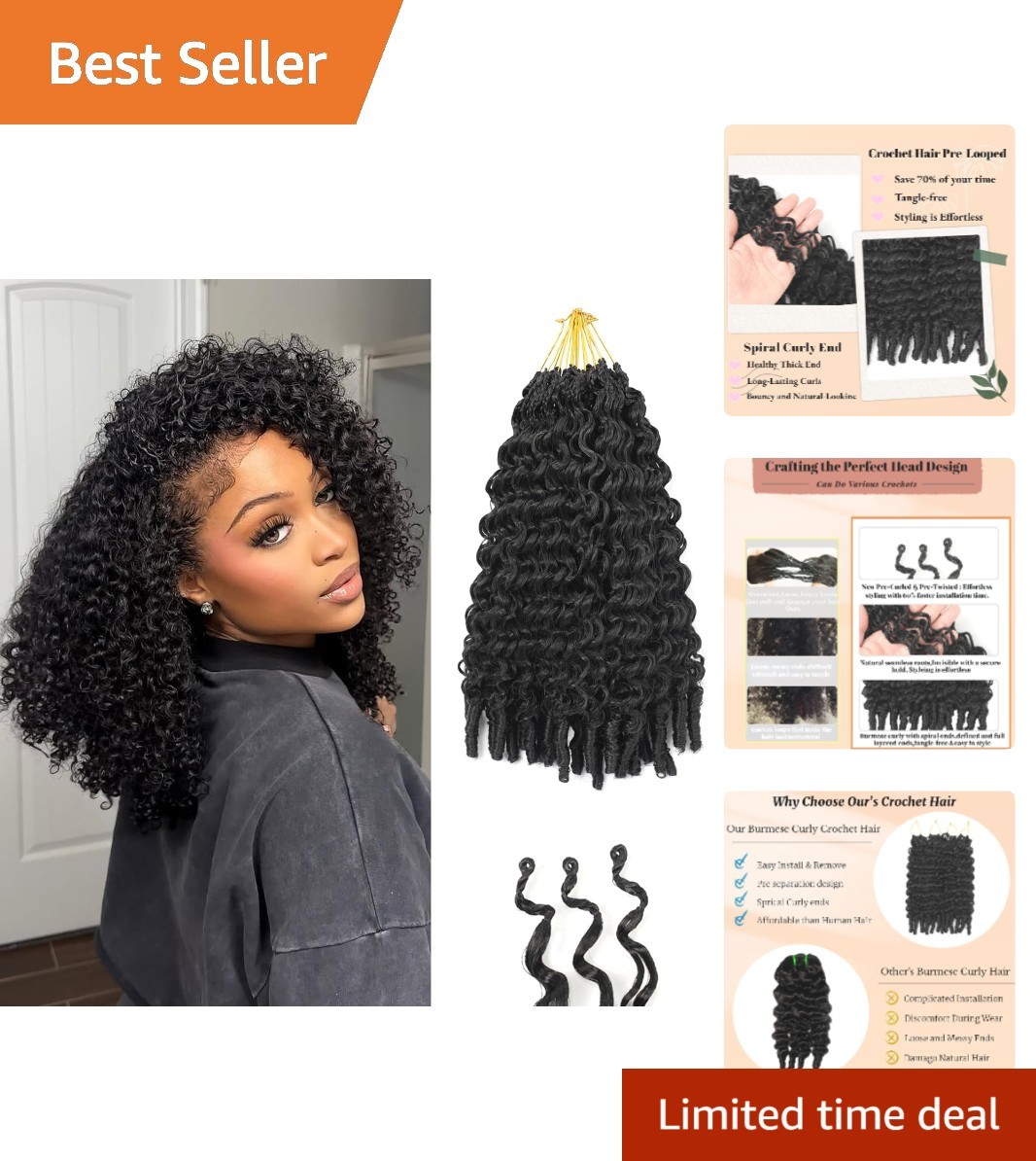 8 Packs 14 Inch Burmese Curly Crochet Hair – Effortless & Knotless Installation