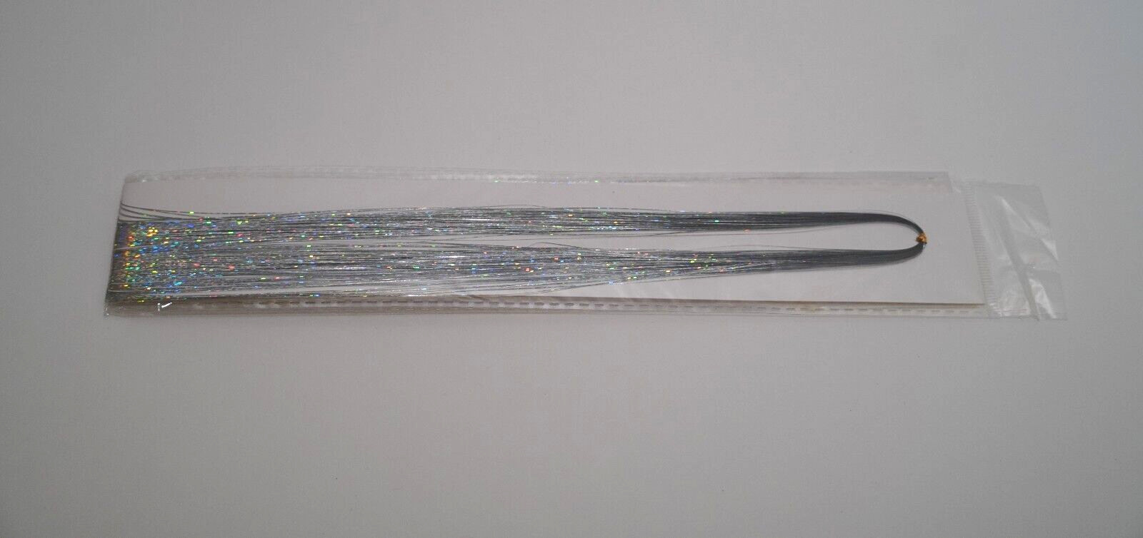 Holographic Silver Hair Tinsel 47″ Heat Resistant Hairpiece New in Plastic