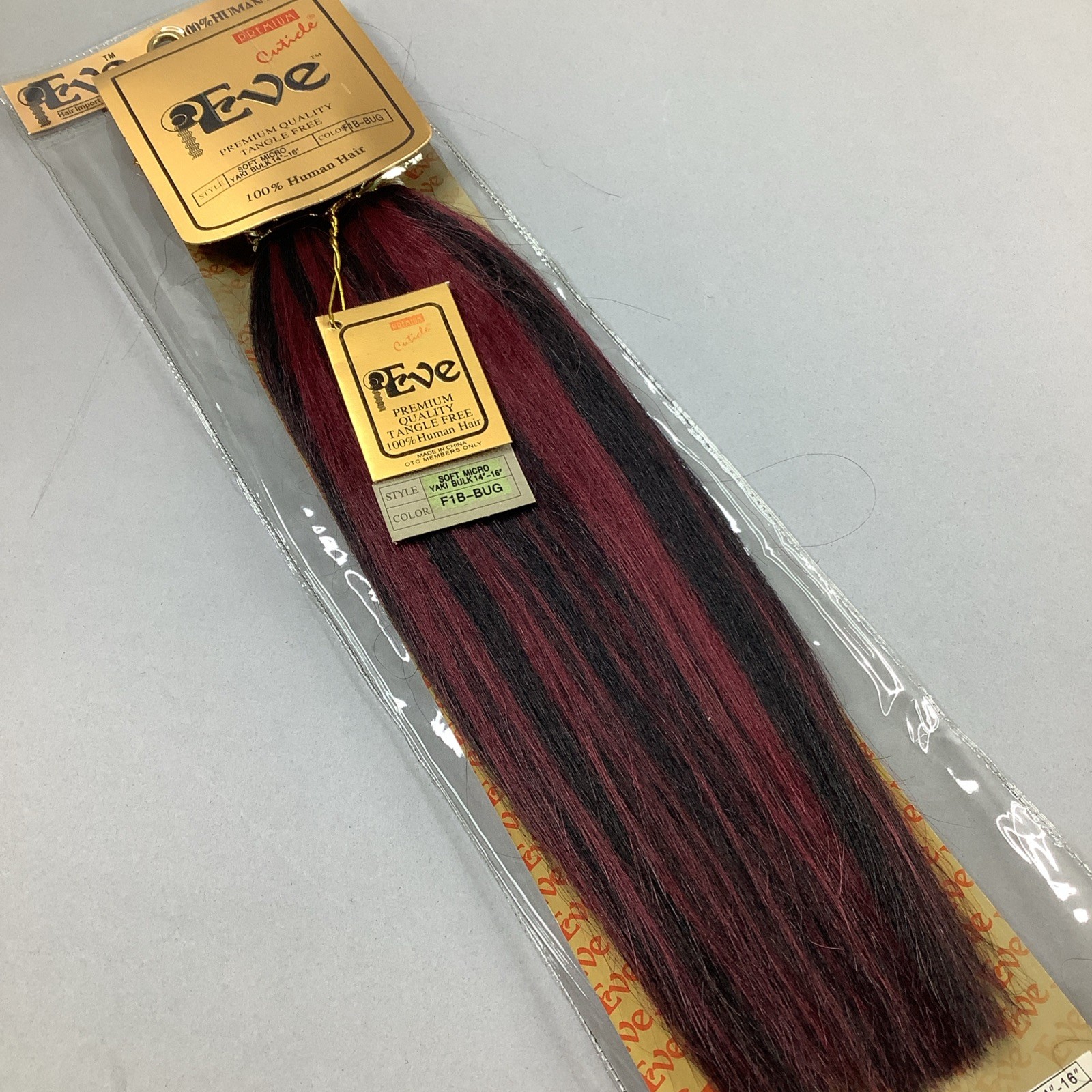 14” 100% Human Hair F1B/Bug Black Burgundy Straight Yaki Bulk Micro Braid Hair