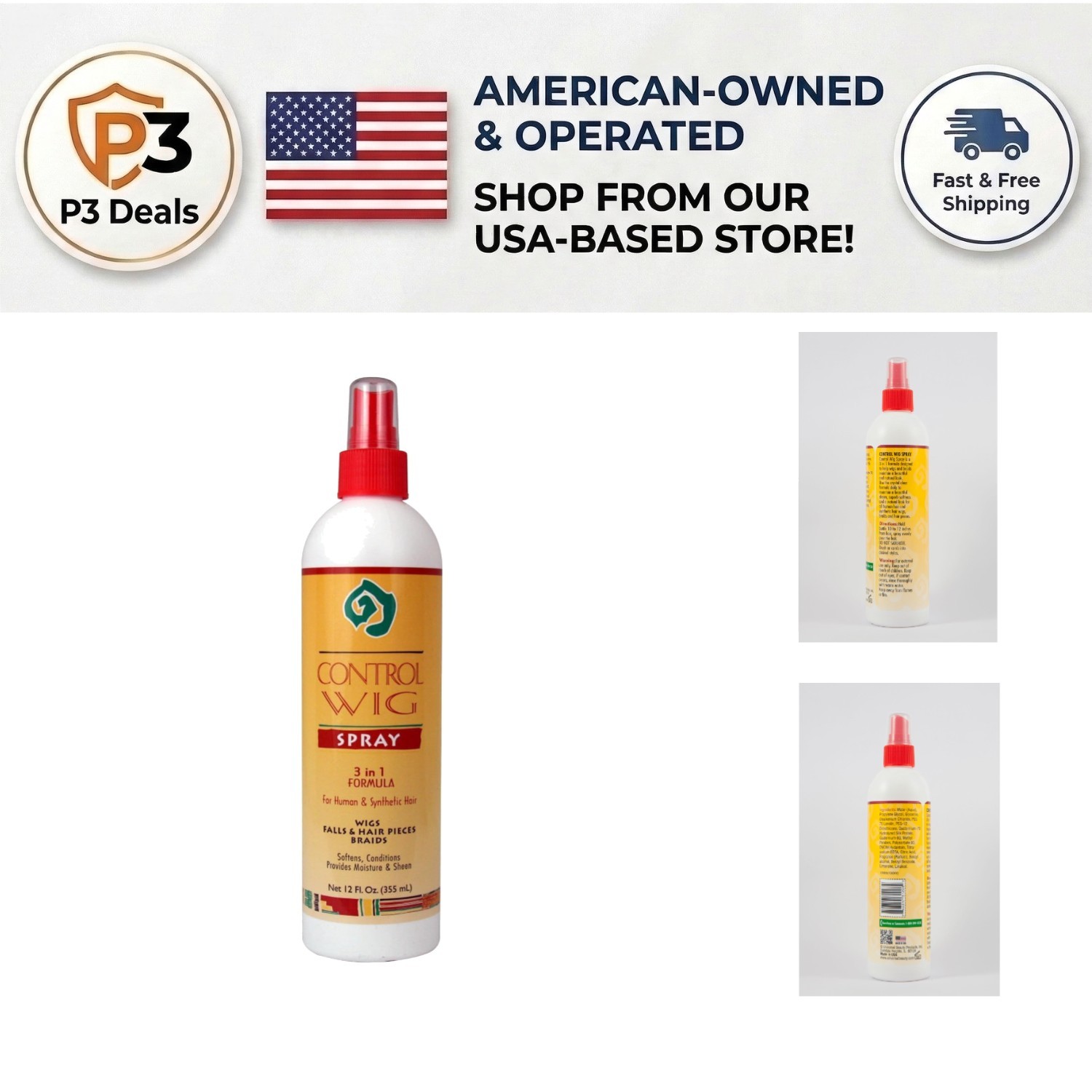 Multi-Purpose 12oz Wig Spray – Unscented 3-in-1 Formula for Easy Styling