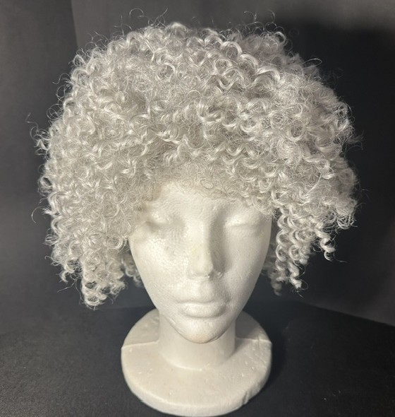 Femi Collection Grey Tight Curl Wig / 100% Synthetic / Non Flammable Fiber