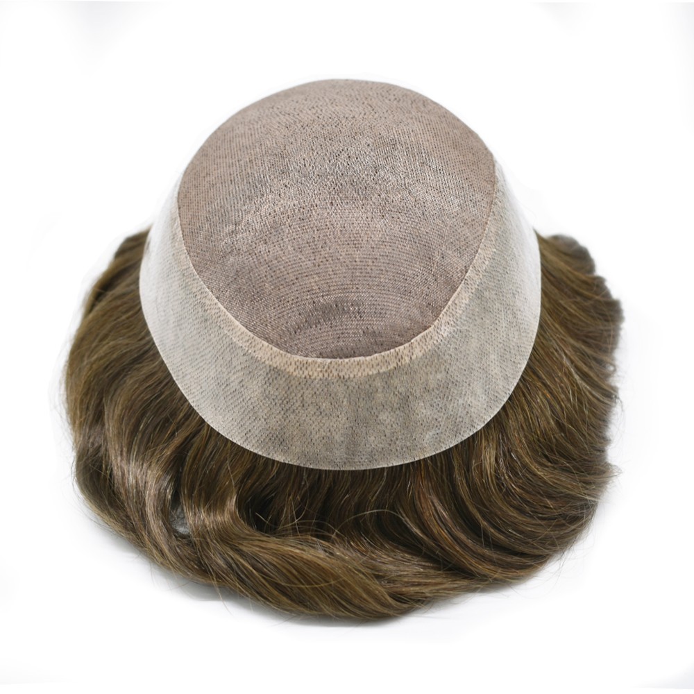 French Lace Front Mono Mens Hairpiece WigToupee for Men Hair System Replacement