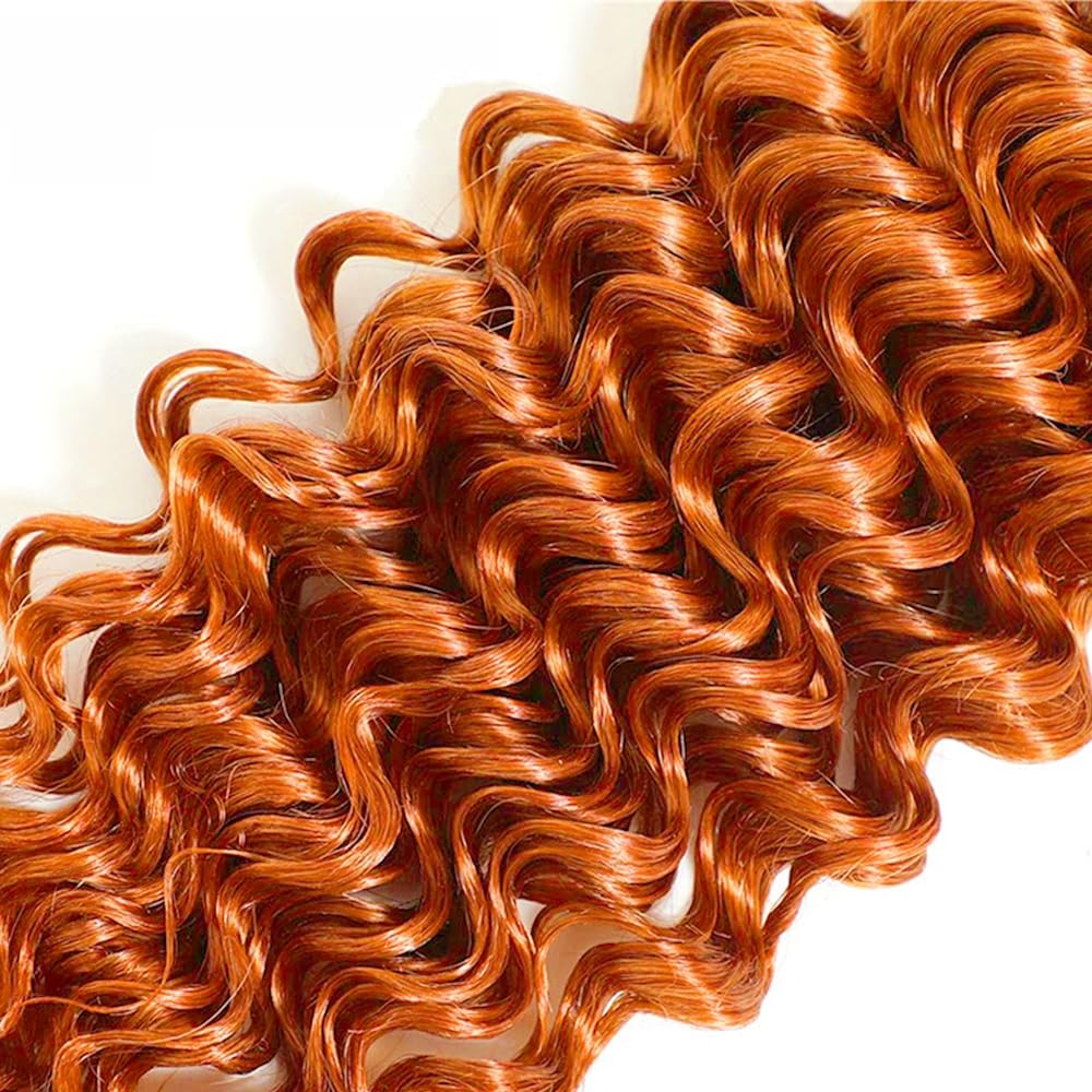 28 30 32 Inch Wuvusnm 350 Human Hair Bundles Ginger Deep Wave Bundles Orange