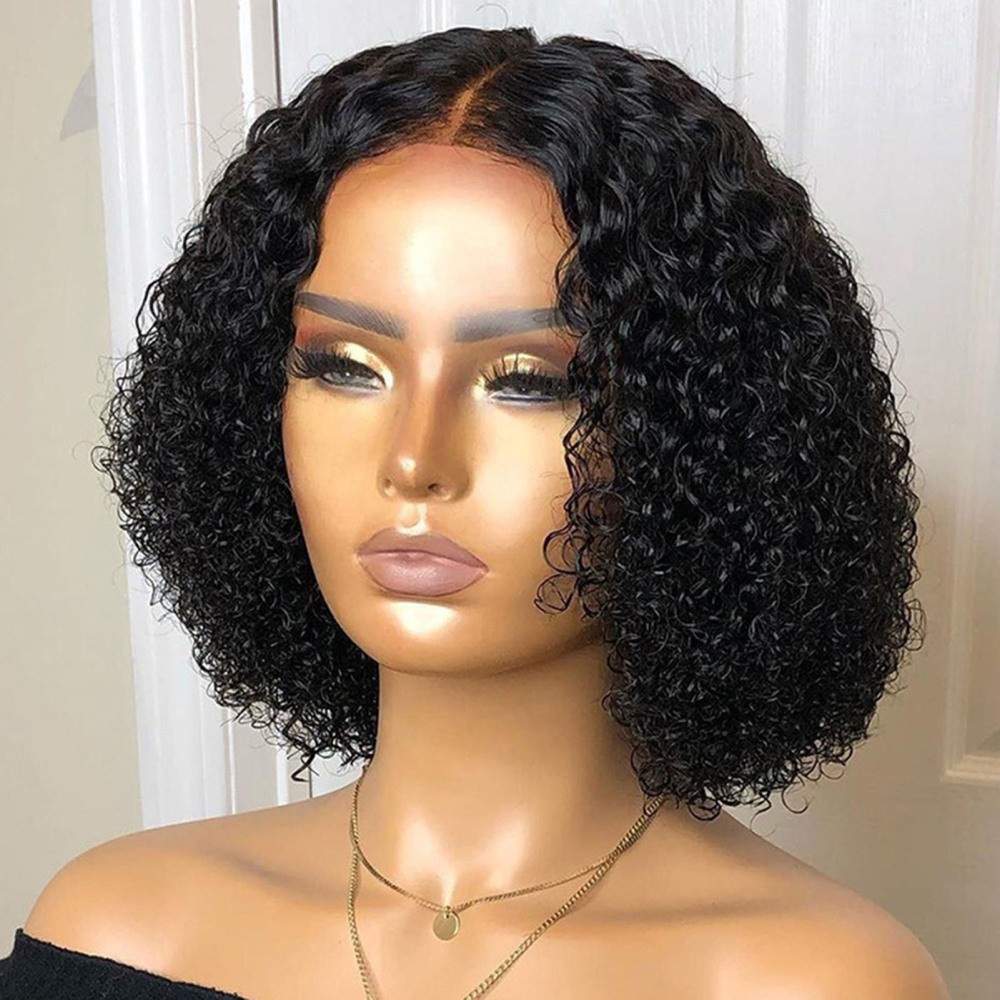 Women Curly Black Afro Curly Wave Lace Front Wigs Synthetic Hair Wig