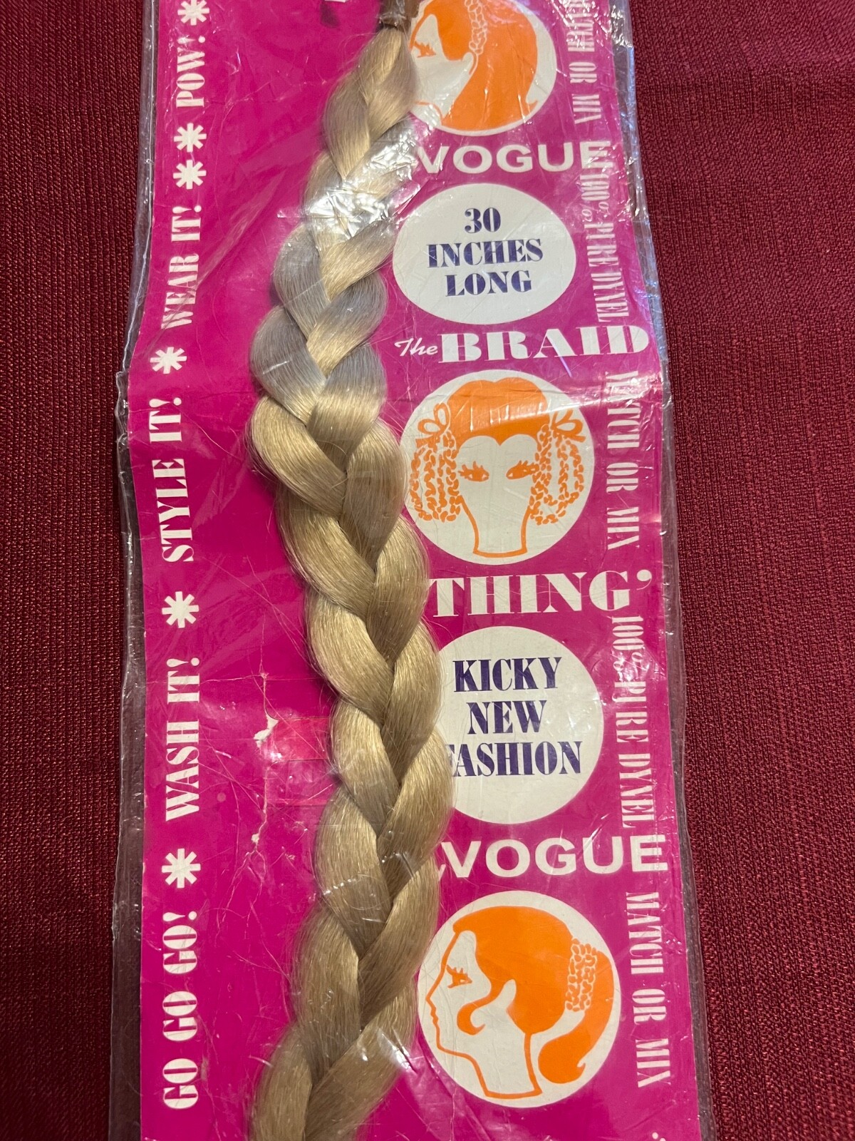 Vintage 1960s Vogue DYNEL ‘The Braid Thing’ Hair Piece 30” Braid Blonde NIP NOS