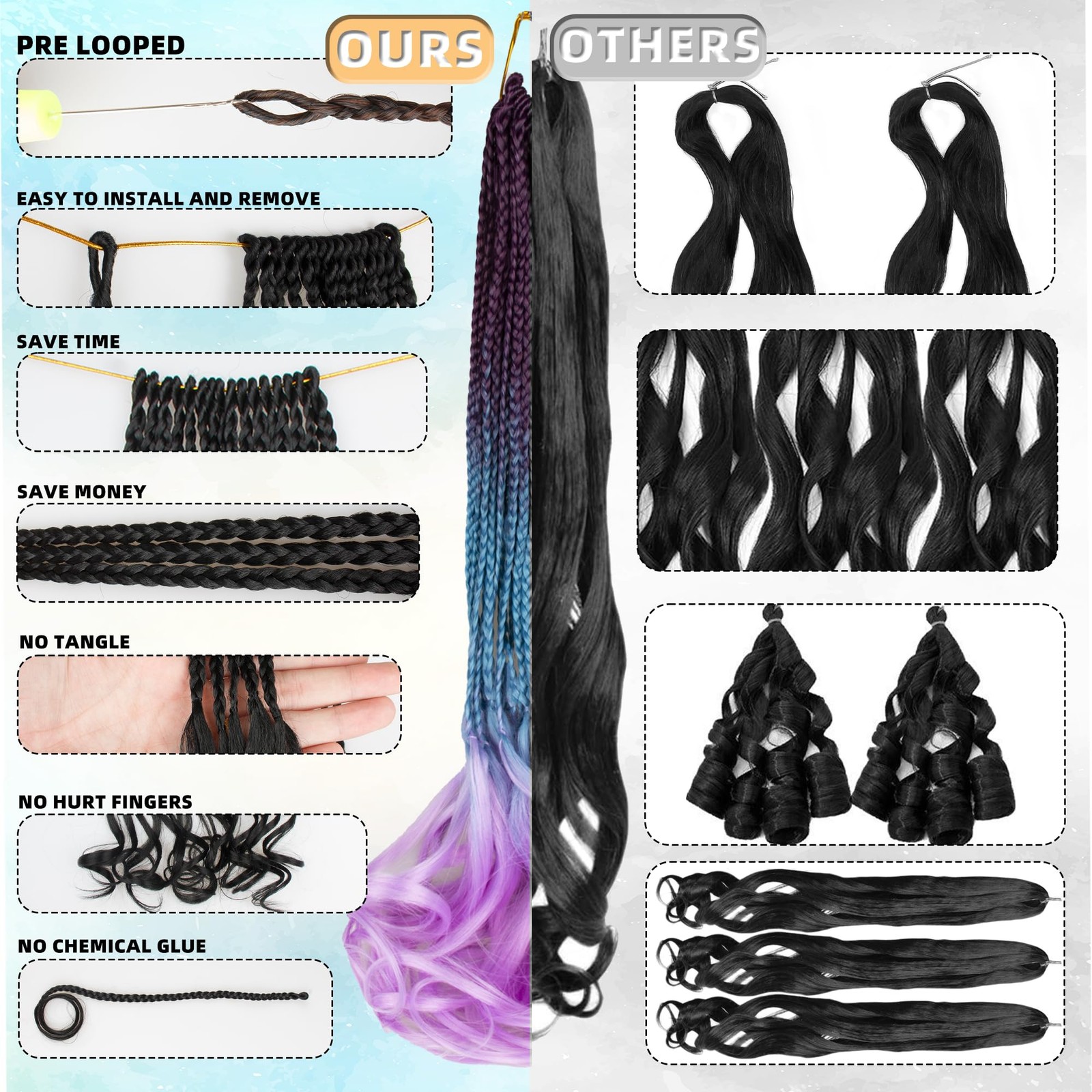 Hahoness French Curl Crochet Braids For Black Women-18 Inches 8 Packs Goddess