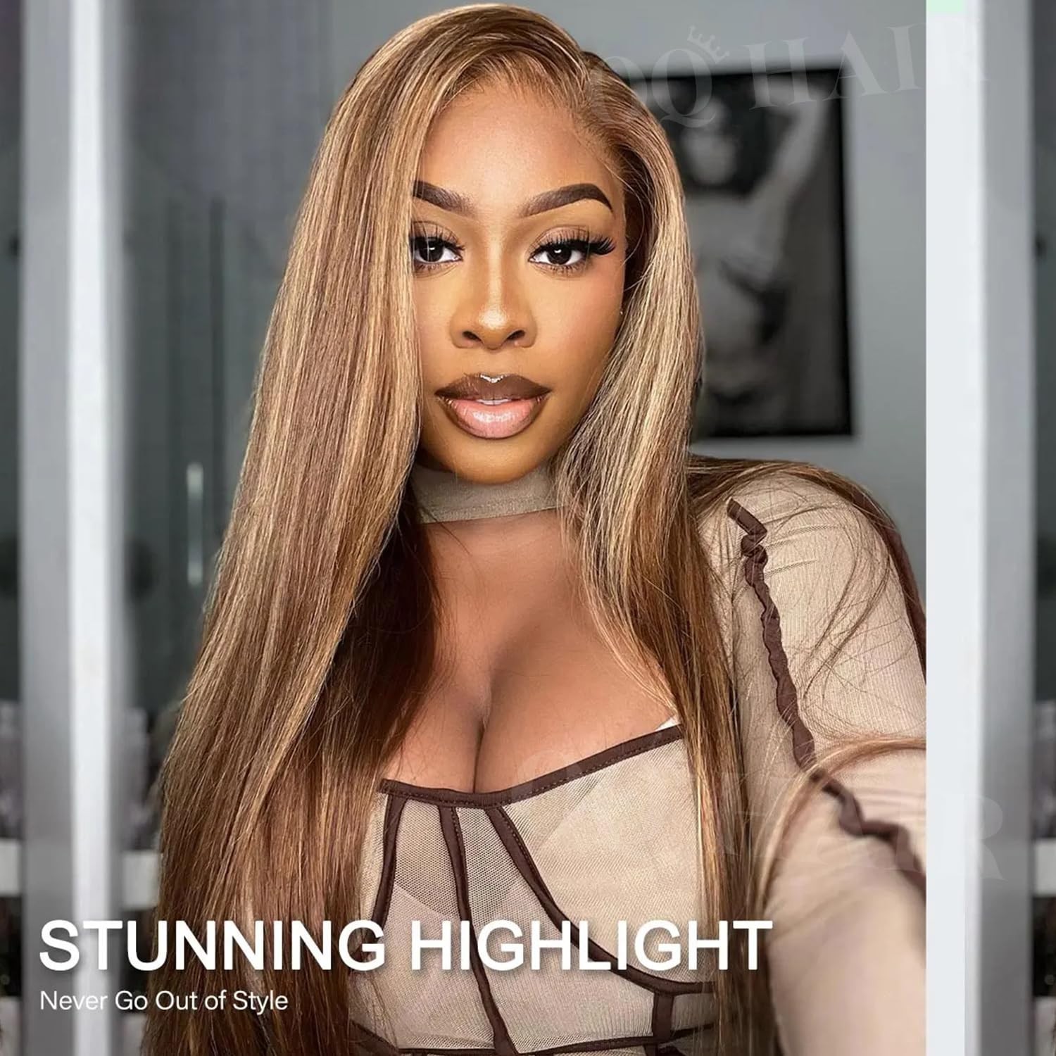 OQ HAIR Highlight Ombre 7×5 Straight Lace Front Human Hair Wigs 180% Density …