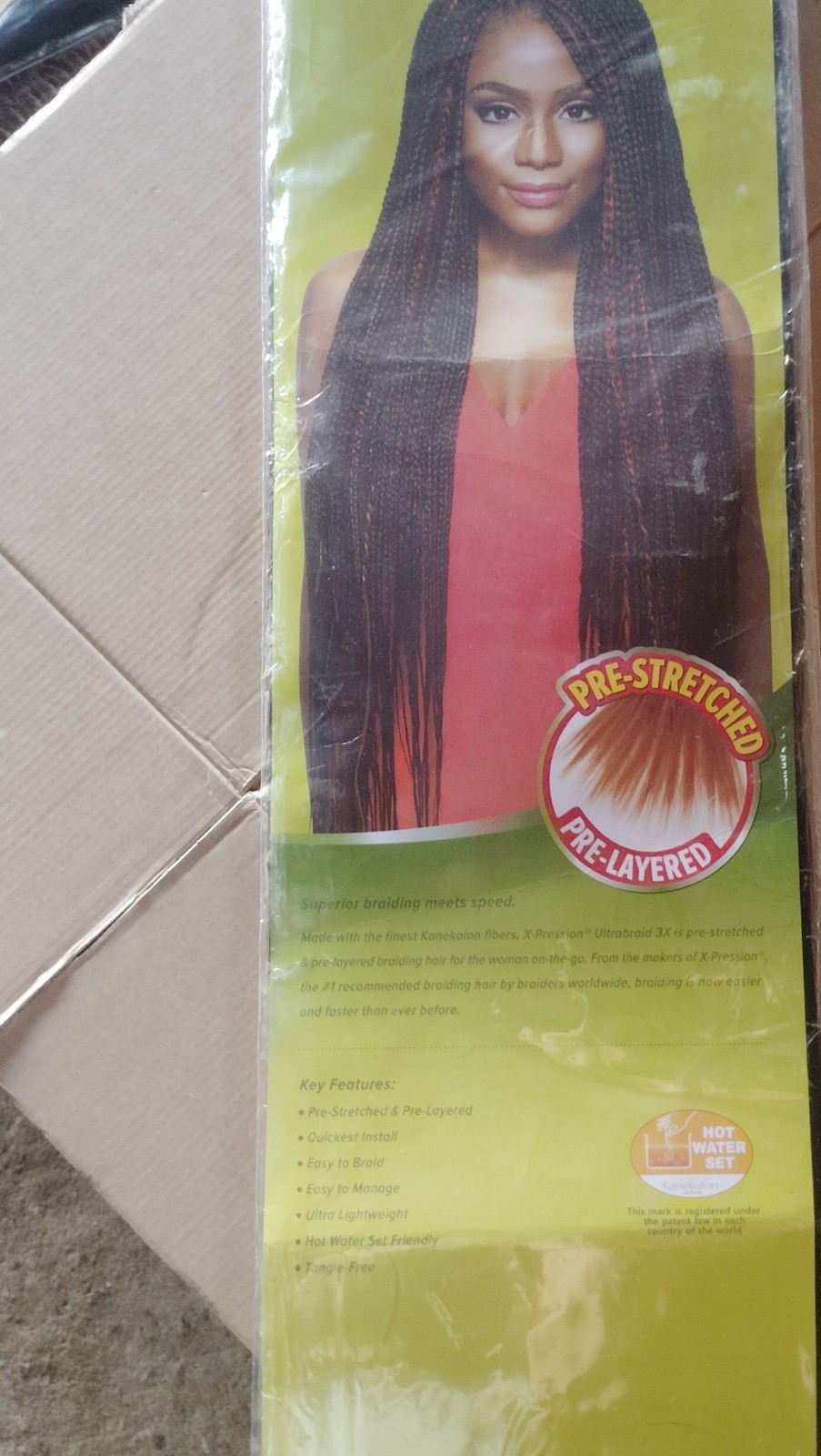 X-Pression Pre-Stretched Kanekalon Braiding Hair Extension Black 52 in