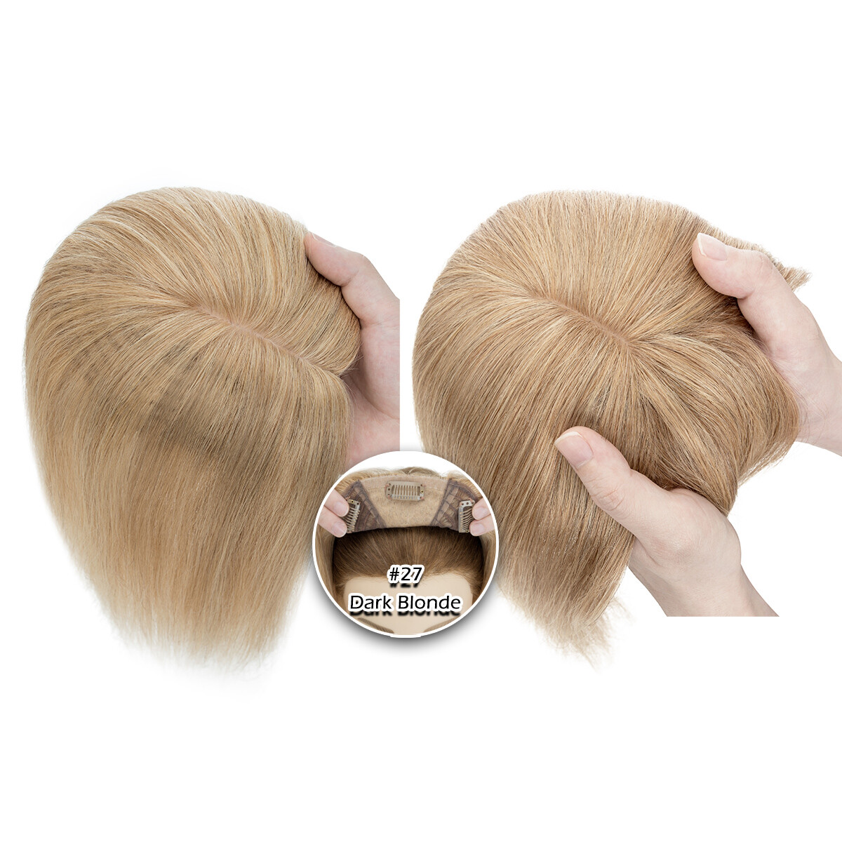 Top Topper Toupee Clip In Remy 100% Human Hair Silk Base Wiglet THICK Piece Weft