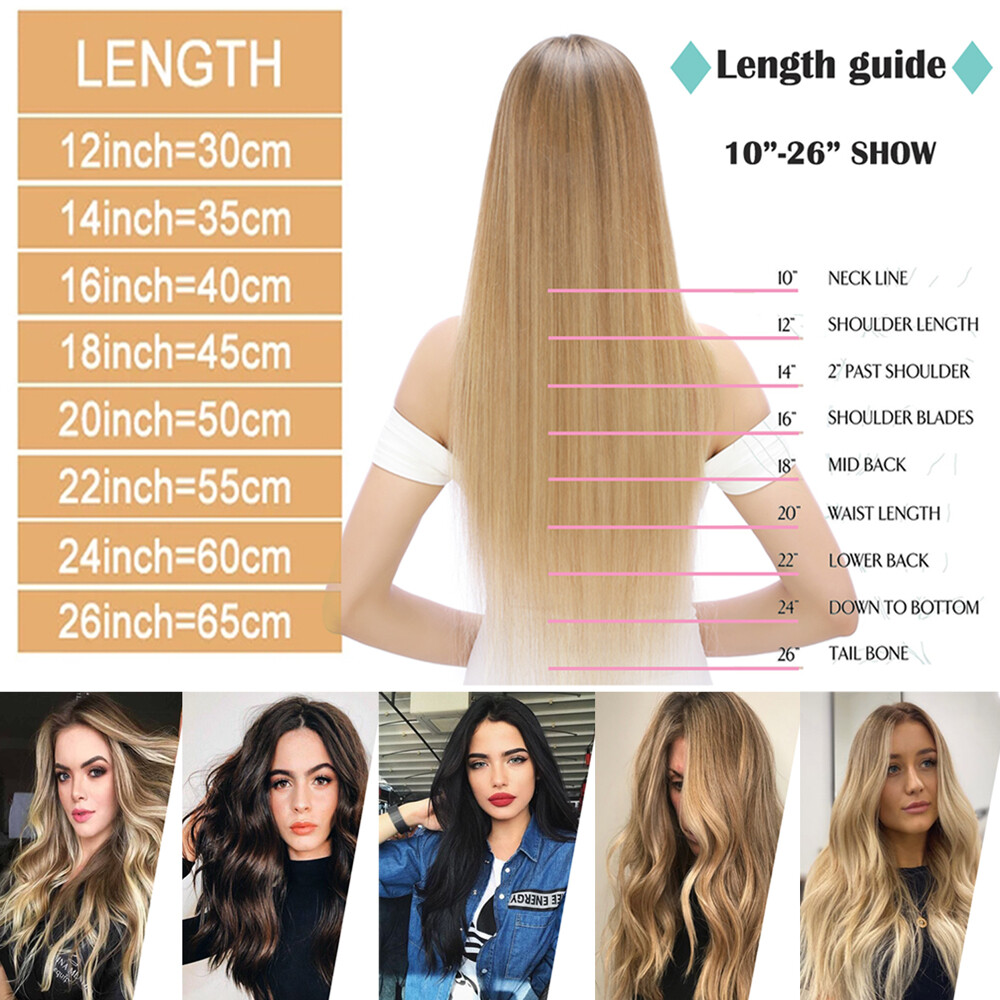 Extra Thick Double Weft Remy 100% Human Hair Extensions Clip In 200g Full Head