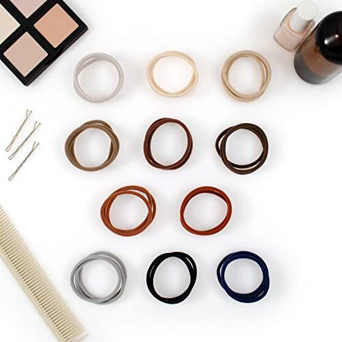 Seamless Hair Ties – – Skinny 6mm No Damage Ponytail Holders, Beige Blonde