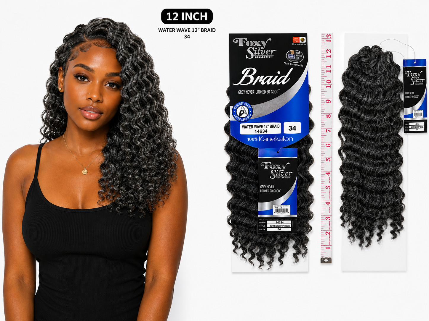 Foxy Silver Water Wave 12” Crochet Braiding Hair