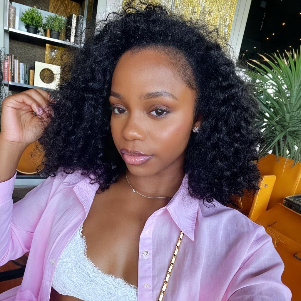 Xsy Curly Half Wig Human Hair 12 Inch Deep Wave Half Wigs For Black Women 3 In