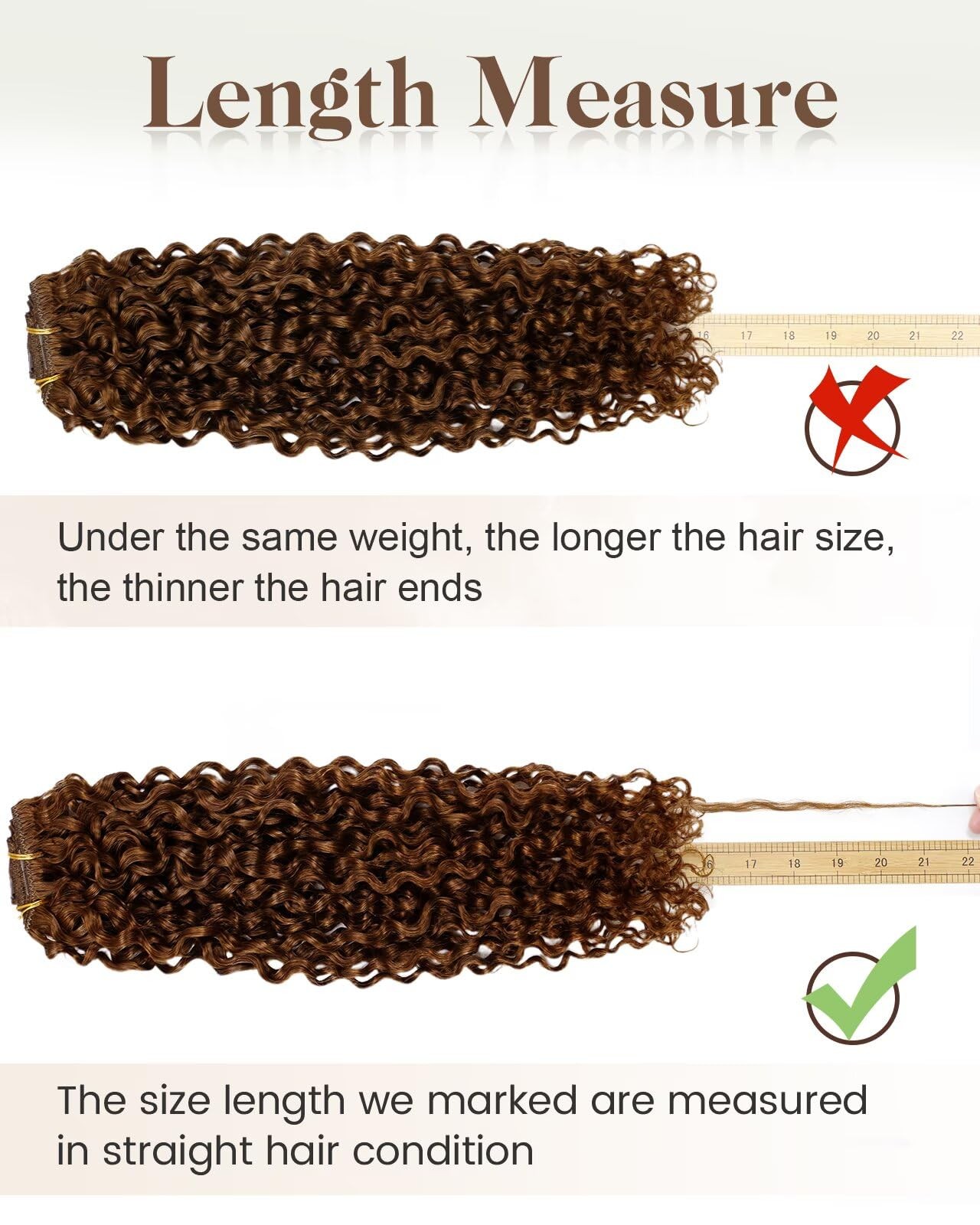 Hetto Curly Clip In Hair Extensions – Medium Brown 120G 7Pcs 22 Inch Nw – 3B-3C