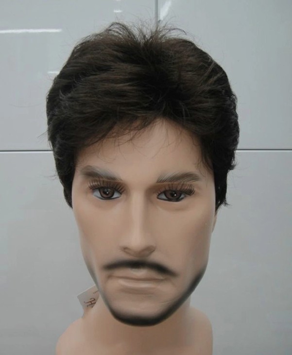 Mens Natural Short Straight Wigs Real Male Full Hair Wig Party Cosplay Toupee
