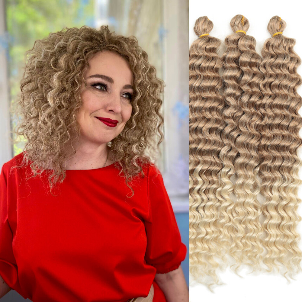 22″-28″ Deep Wave Twist Crochet Hair Afro Curls Ombre Braiding Hair Extensions