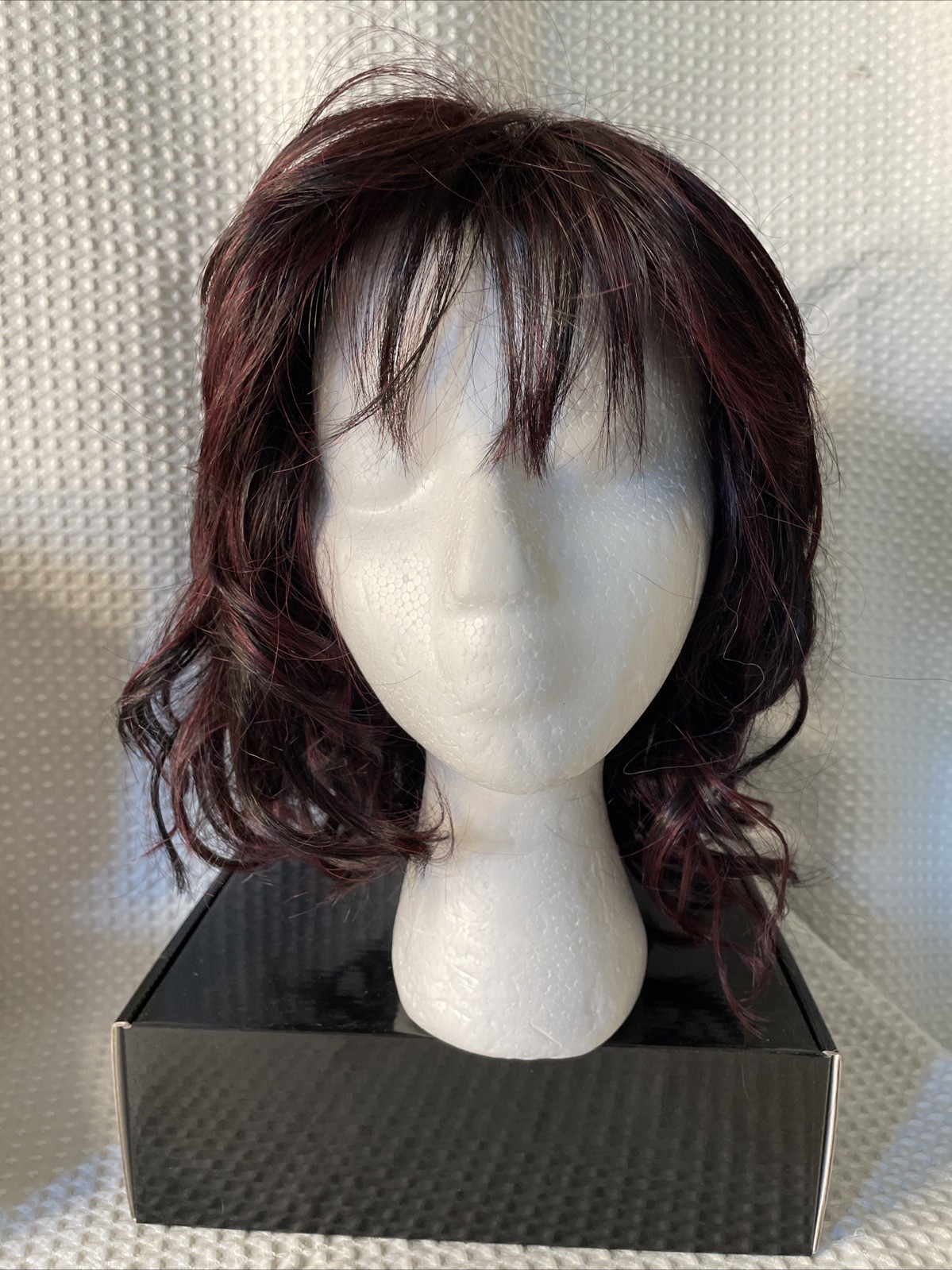 Messy Loose Curl Short Wig Synthetic Curly Bob Choppy Dark Brown Burgundy Chic