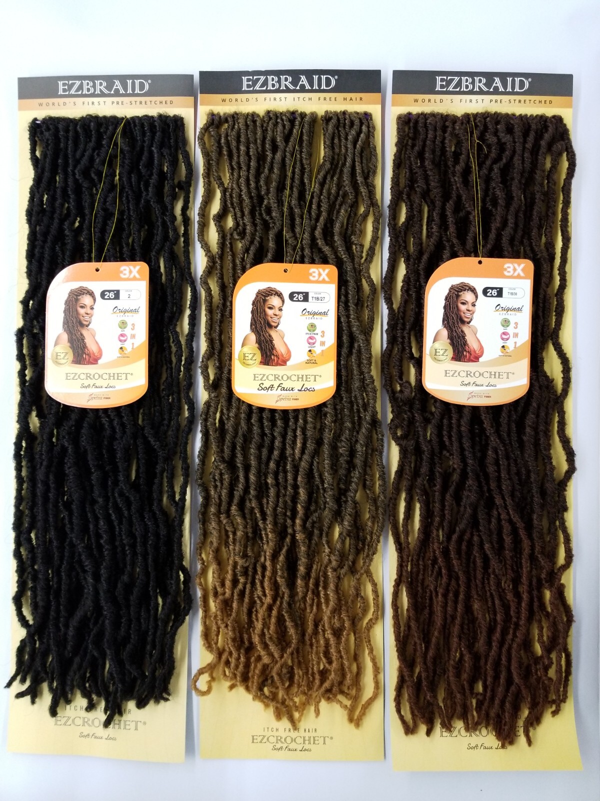I&I Hair Innocence EZCROCHET 3X Faux Locs Crochet Braiding Hair Spectra 26″