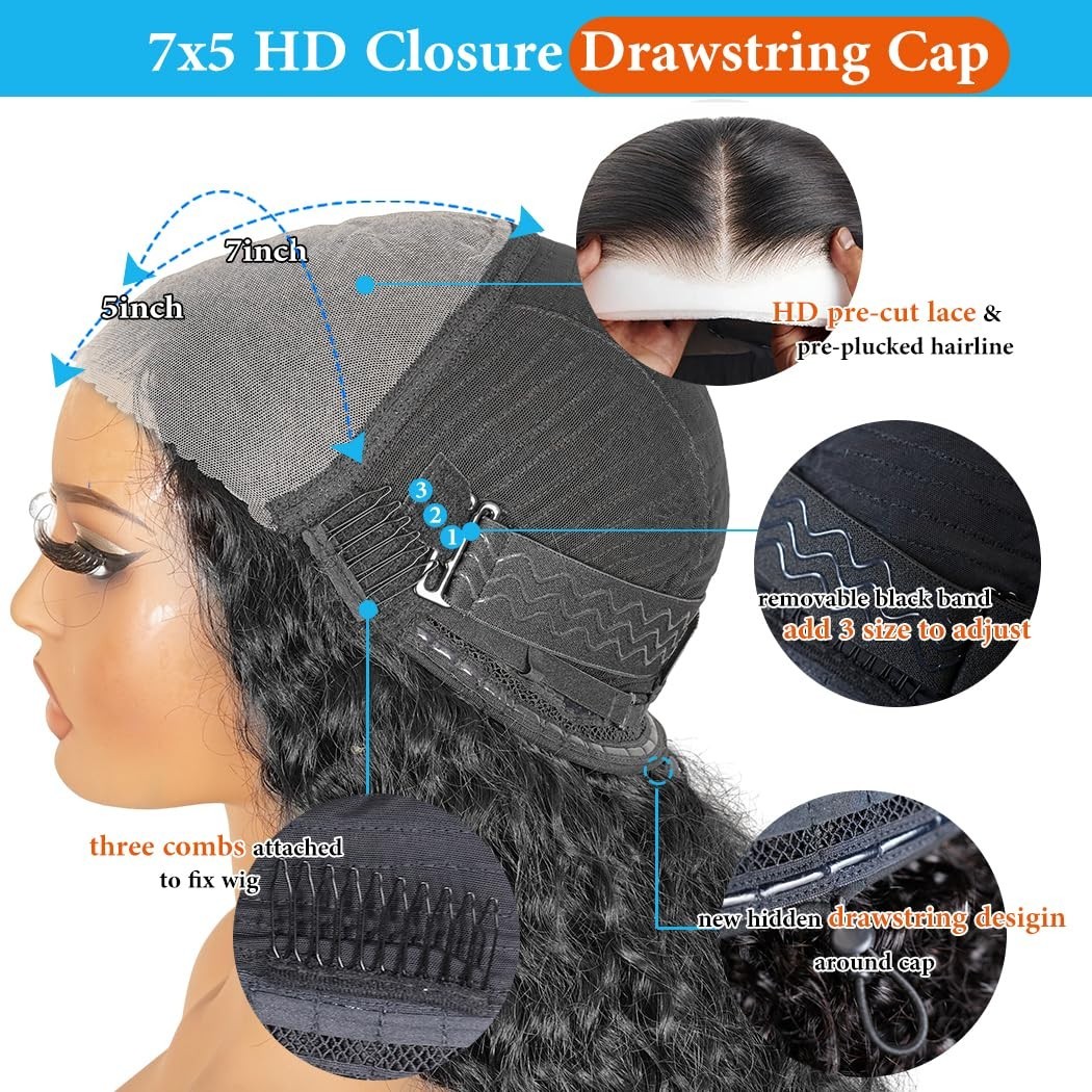 26 Inch Deep Wave Glueless Lace Front Wig – Pre Plucked, HD Lace, 210 Density, C