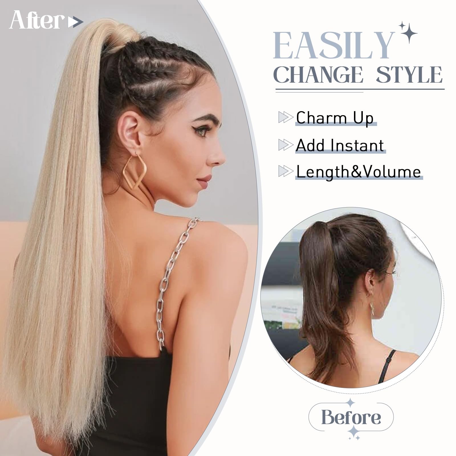 Rich Choices Real Hair Balayage Ponytail Extension 16 Inch 80G One Piece Clip