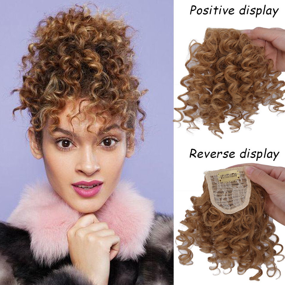 Clips on Jerry Curly Hair Bangs Clip in 100% Human Hair Front Bangs For Women
