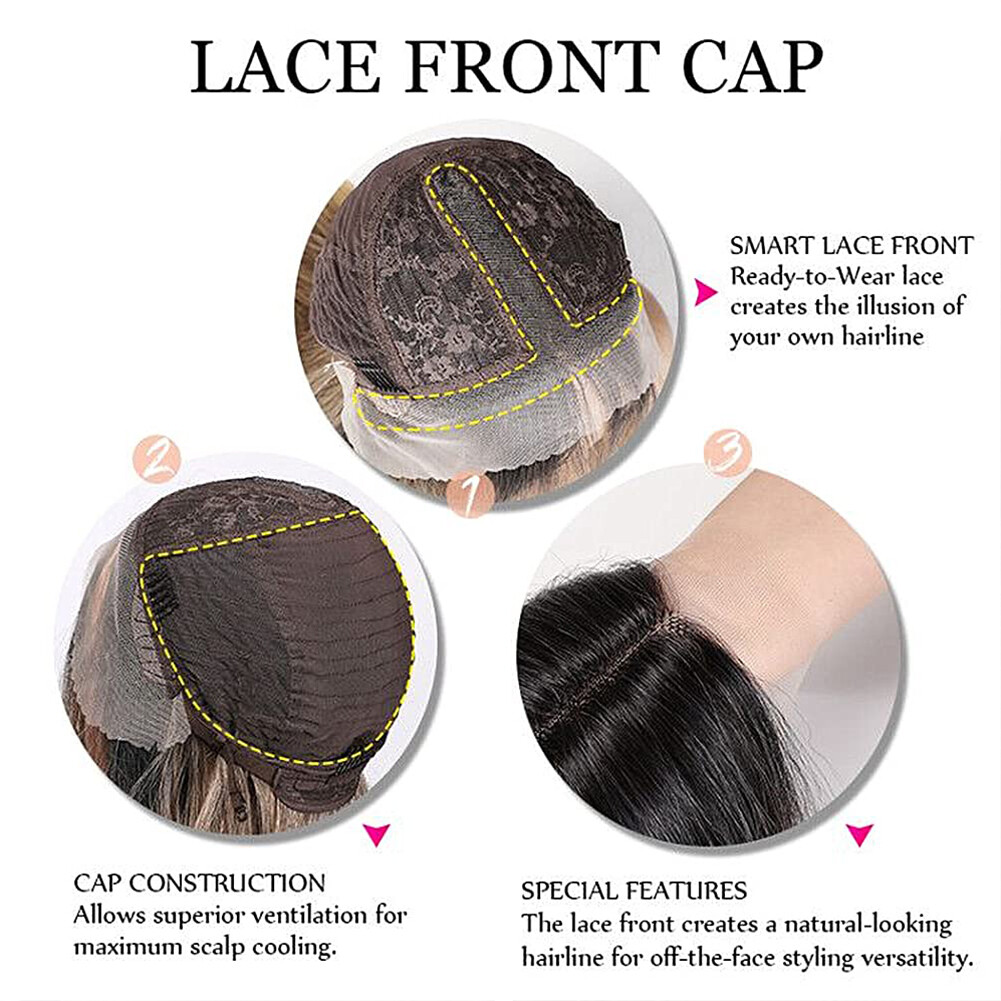 Heat Resistant Short Bob Synthetic Lace Front Wigs Glueless Black Straight Hair