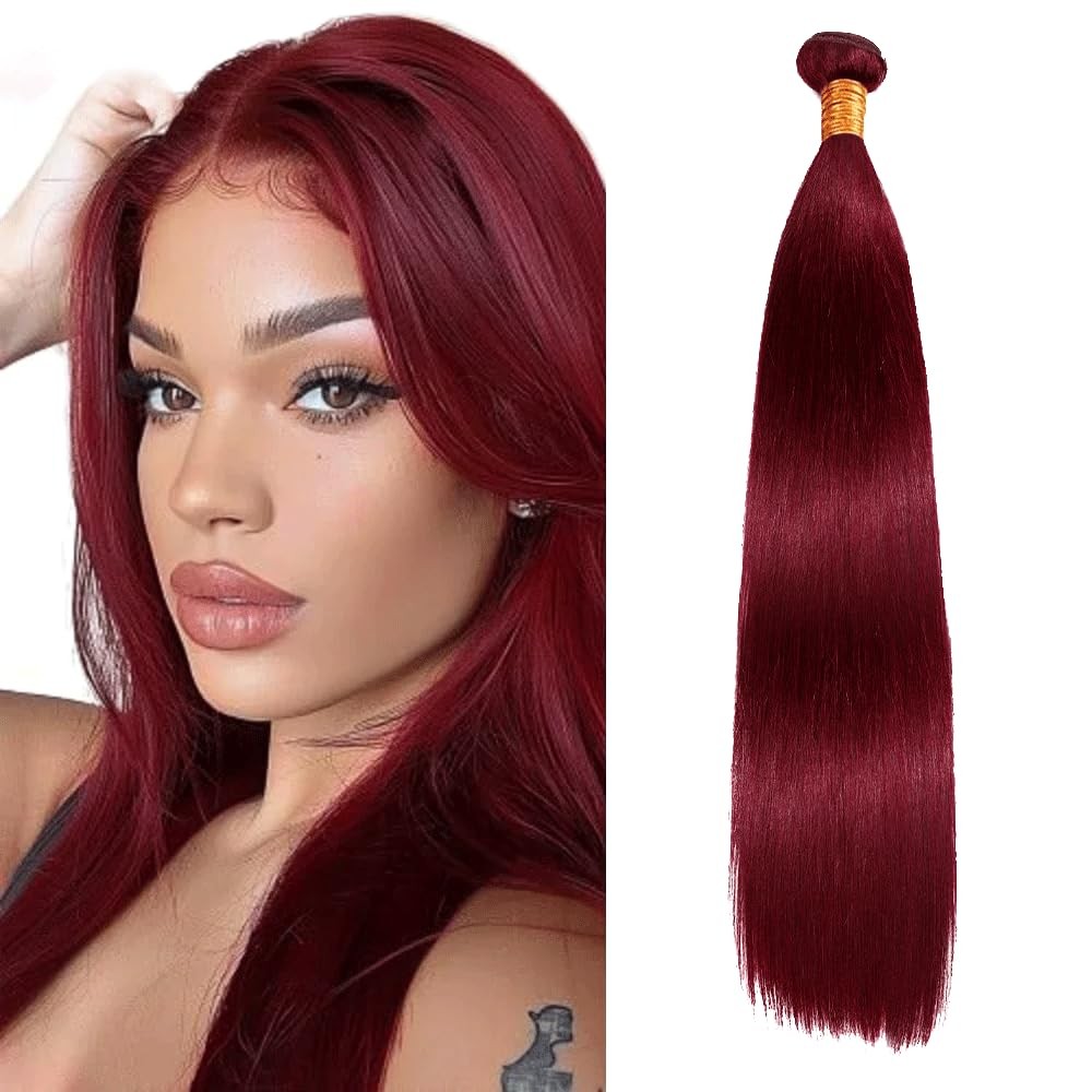 99J Bundles Burgundy Straight Human Hair Bundle 8A 99J Burgundy 1 Bunde 14 In…