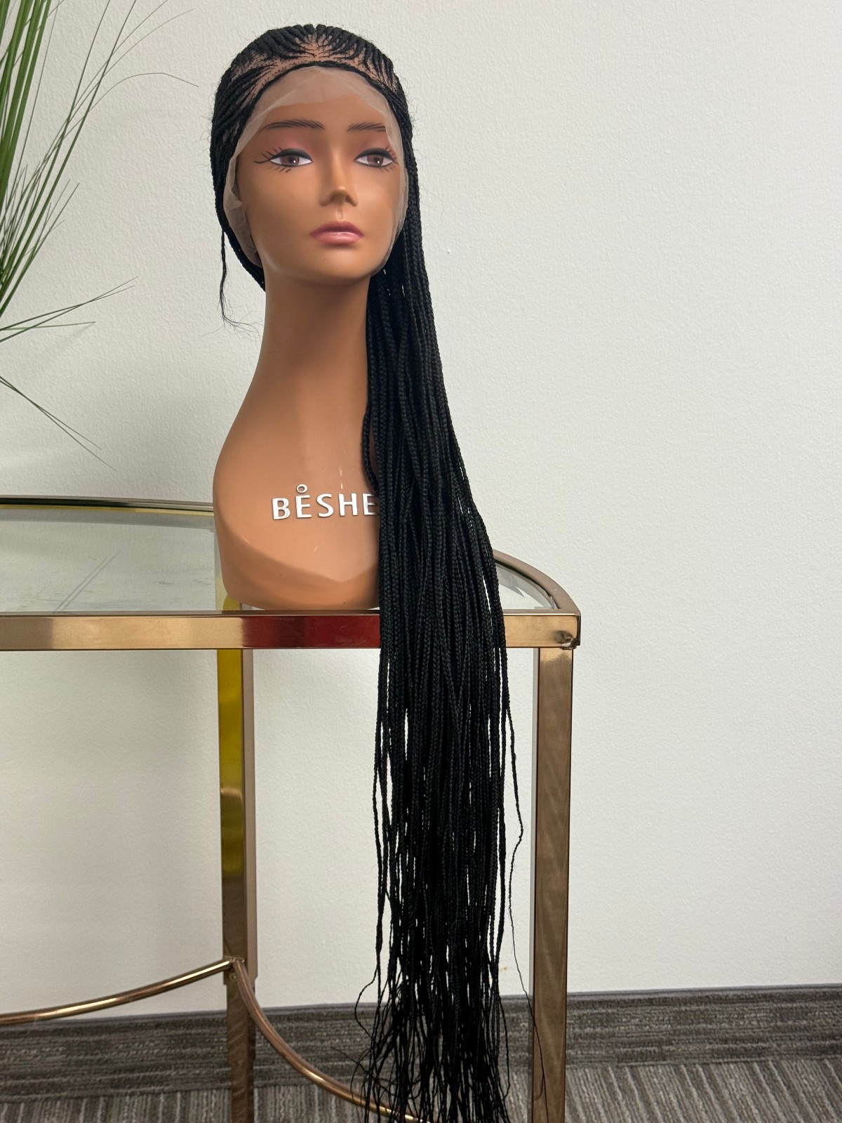 African Black Styled Small Conrow with Lace Wig 28″