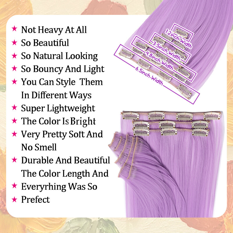 8Pcs 18 Clips Full Head Clip-In Hair Extensions Hairpiece 17-26” Curly Straight
