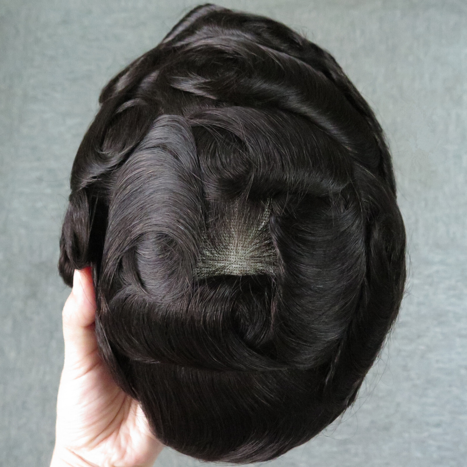 Mens Toupee Swiss Lace Human Hair Systems Hairpieces Bleached Hairline 90% #1B