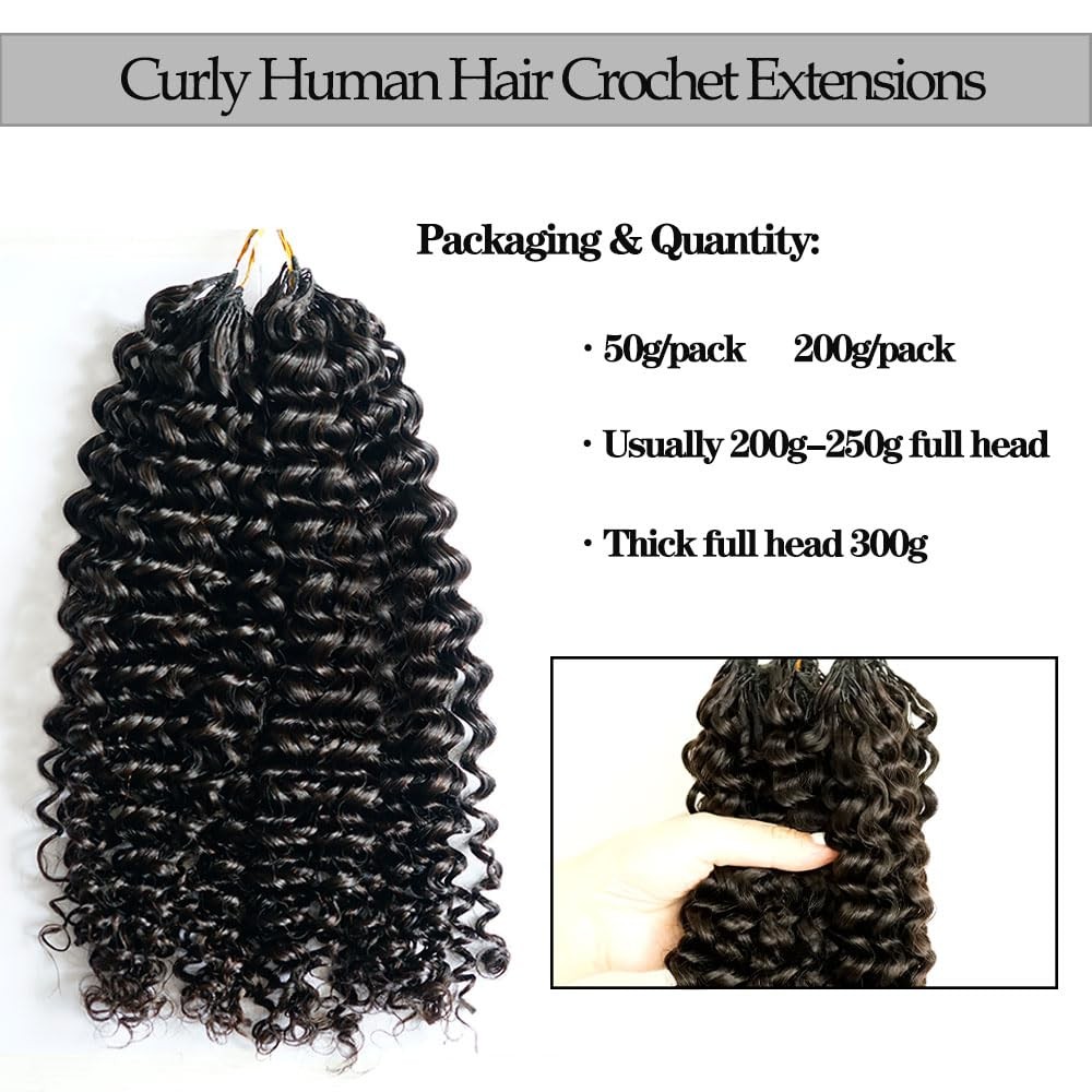 Curly Pre-Separated Feather Crochet Hair Extensions Reusable Knotless Real Hu…