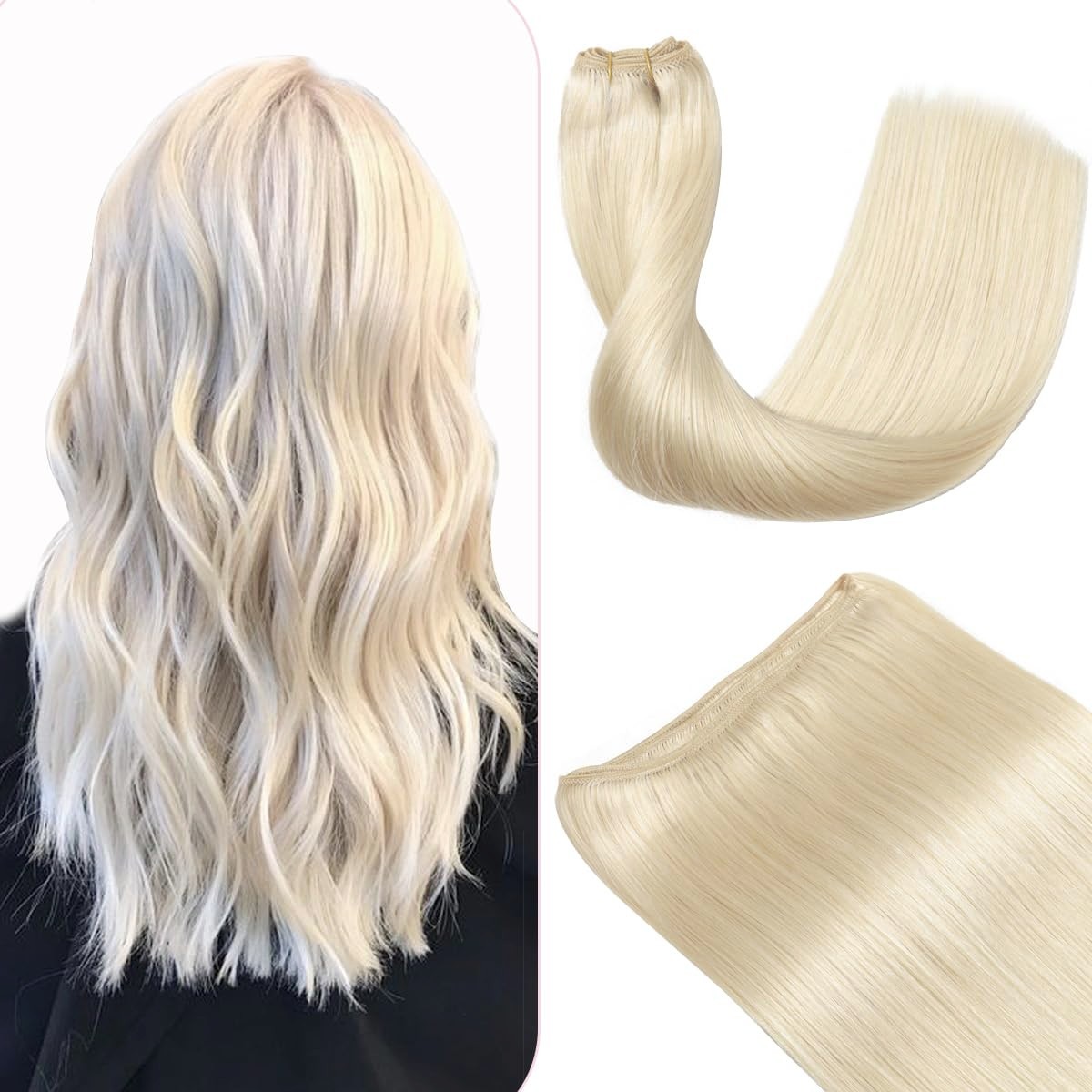 100%Human Hair Weft Hair Extensions Double Weft Machine Stitching Remy Real Hair