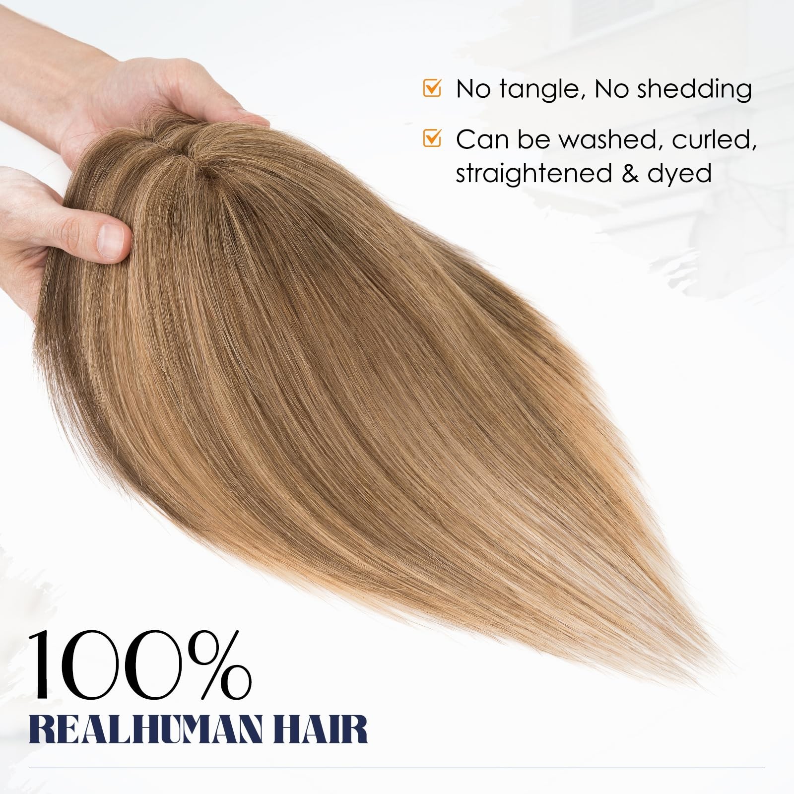 My-Lady Human Hair Toppers For Women Real Human Hair Side Bangs Hand-Tied Thin