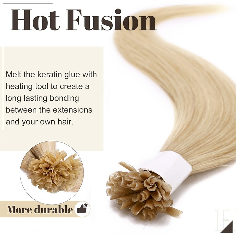 Nail Tip U Tip Fusion Pre-Bonded 100% Real Human Hair Extensions Keratin Thick