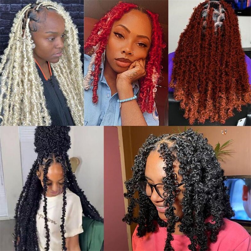 12 in 24 inch Butterfly Faux Locs Crochet Hair Braids Pre looped Crochets Braids