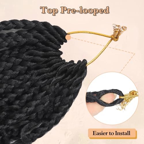 Goddess Box Braids Crochet Hair – 8 Inch Pre Looped Boho 8 Inch (Pack of 8) 1B