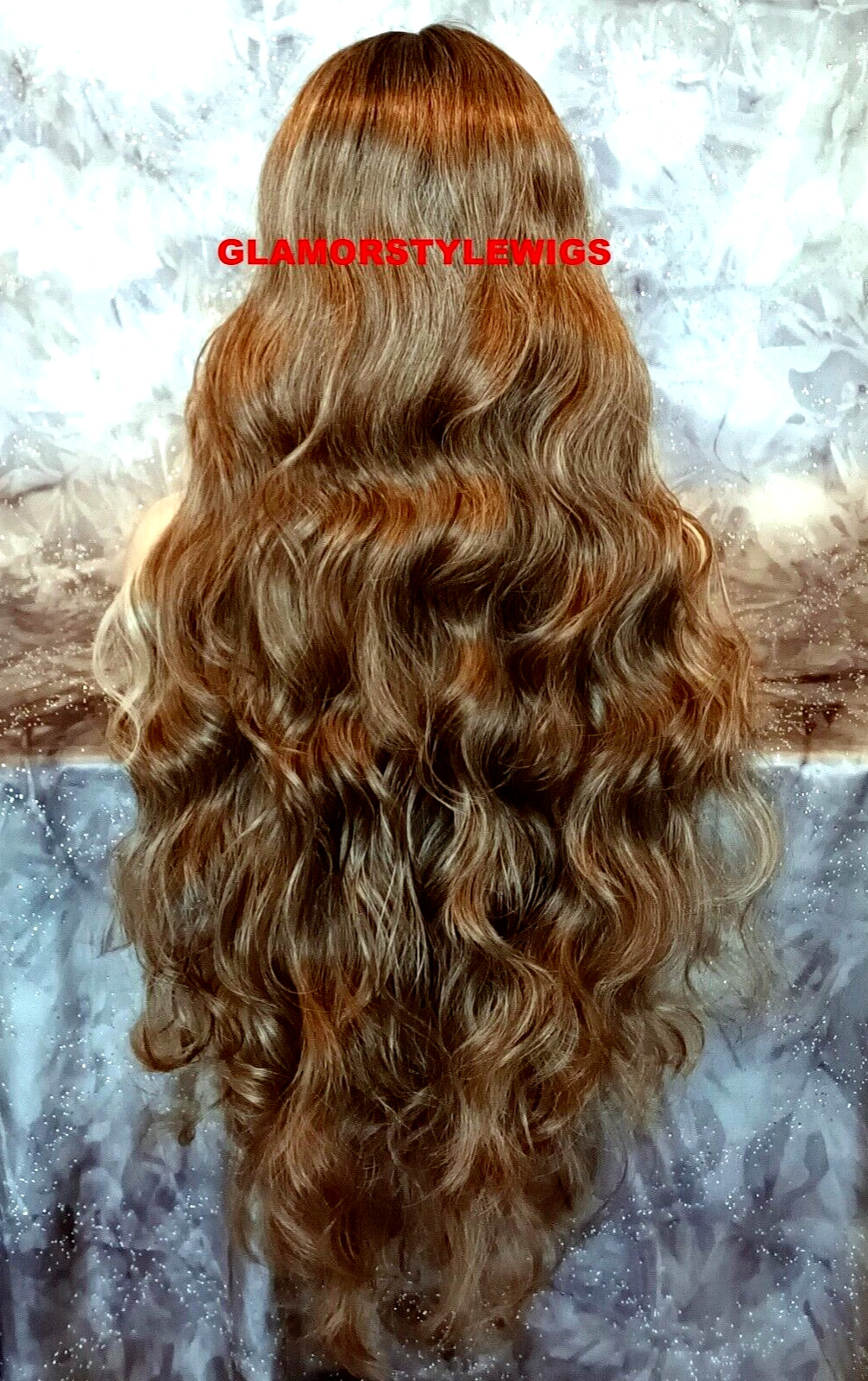 40” FREE PART LACE FRONT FULL WIG LONG WAVY LAYERED OMBRE BROWN BLONDE MIX NWT