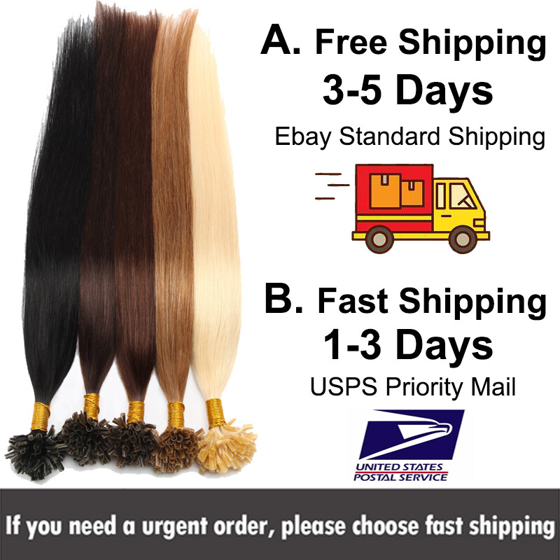 Nail U Tip Extensions 100% Remy Human Hair Keratin Glue Fusion Bonds Highlight