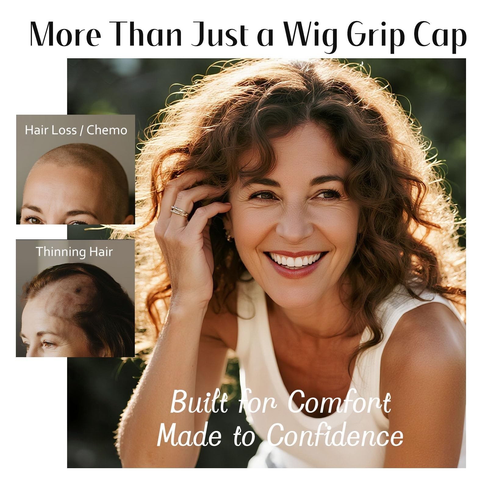 Wide Wig Grip Cap for Women – 2-in-1 Breathable Velvet Band for Lace Front Wigs,