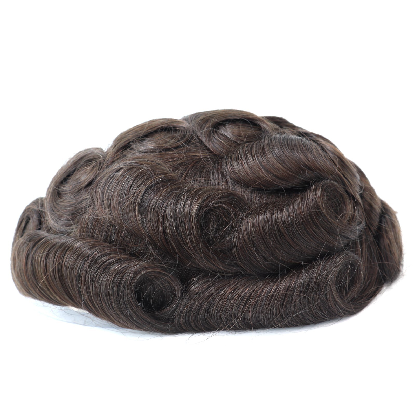 Mens Toupee Human Hair Replacement System French Lace Poly Skin Hairpiece Q6 #3