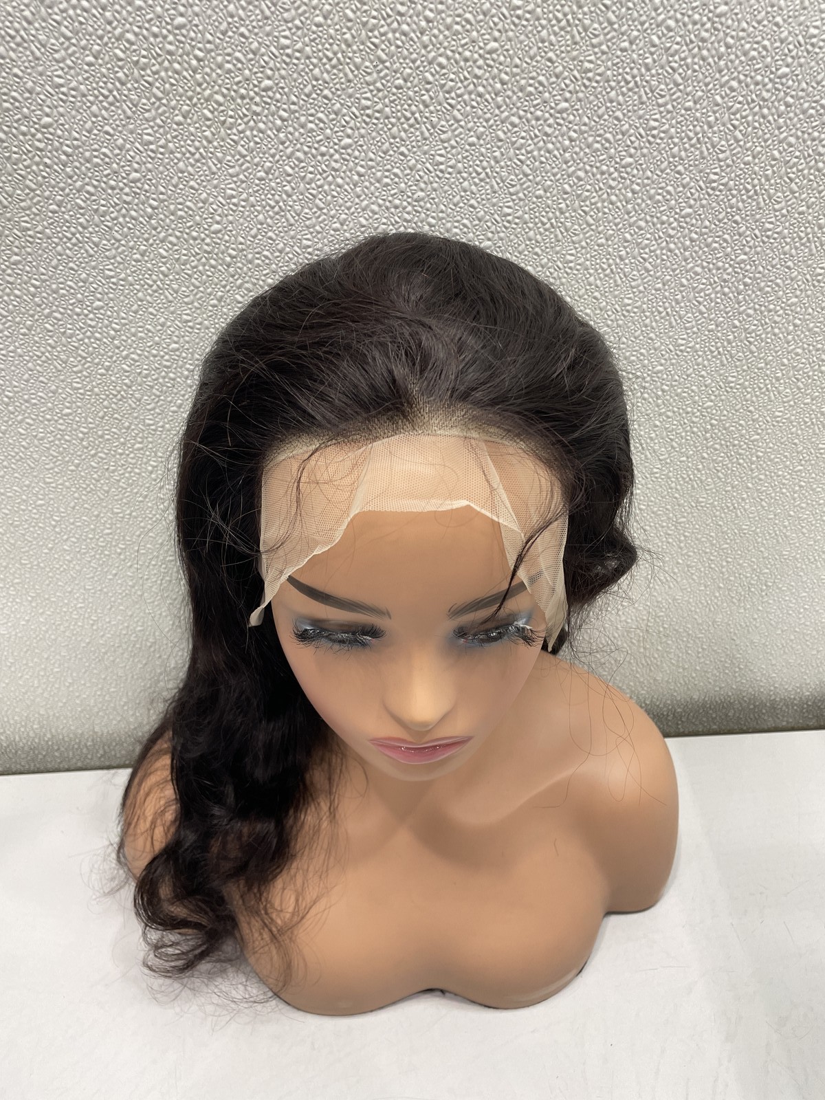 Natural Black Body Wave Human Hair Blend 13×4 Lace Front 180% Density Wig, 18″