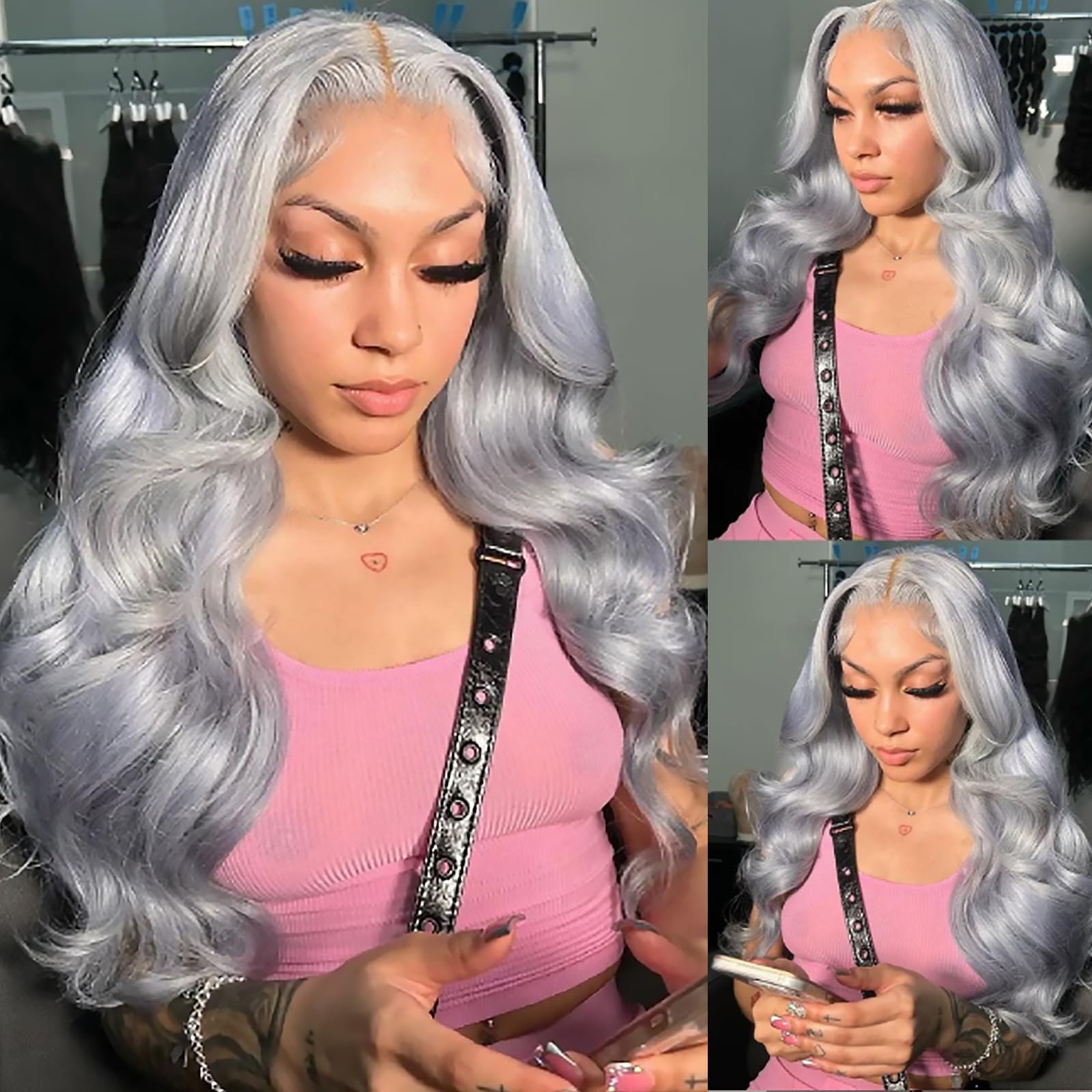 ANDRIA Lace Front Wigs Body Wave Hairs Glueless Lace Wigs Synthetic Long Silk…